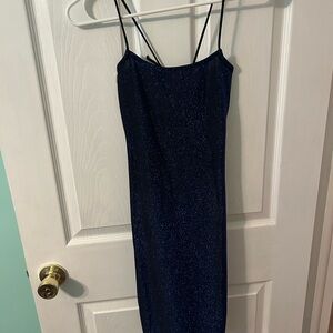 Elegant Navy Blue Glitter Dress